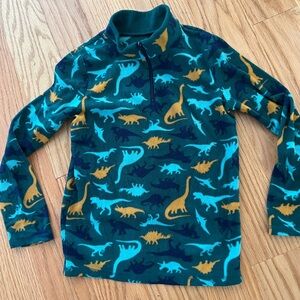 jumping beans Teal Dino Print Fleece Pullover with Blue and Mustard Accents